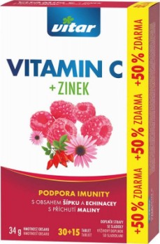 Vitar Vitamin C+zinek+echinacea+šípek tbl.30+15