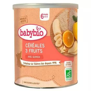 BABYBIO nemléč.cereál.kaše 3 druhy ovoce 6m+ 220g