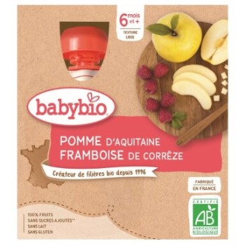 BABYBIO jablko-malina 6m+ 4x90g