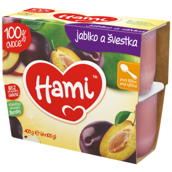 Hami 100% ov. jablko a švestka 4x100g 4M