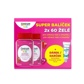 Centrum Kids Gummies malina a jahoda 2x60ks+dárek