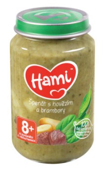 Hami Špenát s hovězím a brambory 200g 8M+