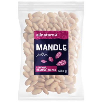 Allnature Mandle jádra loupaná pražená solená 500g