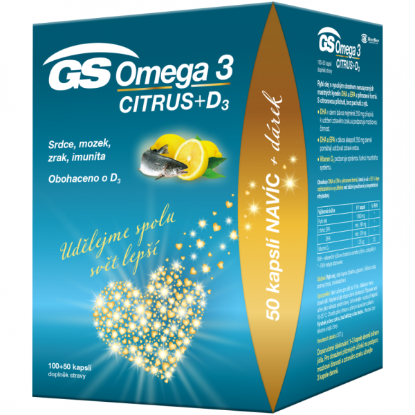 GS Omega 3 Citrus+D 150 kapslí dárkové balení