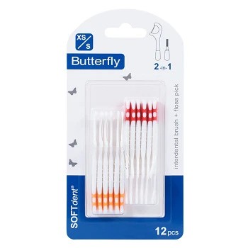 SOFTdent Butterfly mezizub.kart.+párátko XS/S 12ks