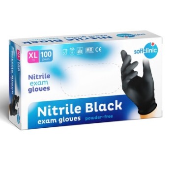 SOFTCLINIC Nitril ruk.vyšetř.nepudr.černé XL 100ks