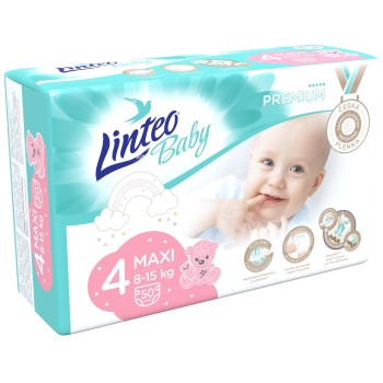 Linteo Baby Dětské plenky Premium 4 Maxi 8-15kg 50ks