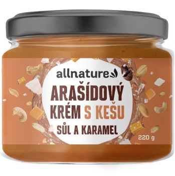 Allnature Arašídový krém s kešu, solí a karamelem 220g