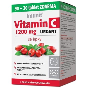 Vitamin C 1200 mg Urgent se šípky Imunit 90+30tbl ZDARMA