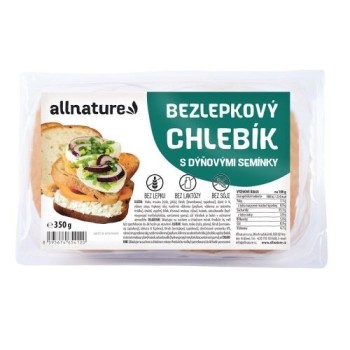 Allnature Bezlepkový chlebík s dýňovými semínky 350g