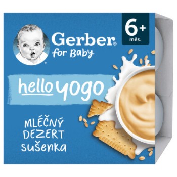 Gerber Hello yogo ml.dezert sušenkový 4x100g 6M+