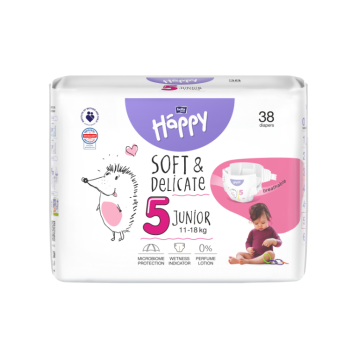 Happy Soft&Delicate 5 dětské pleny 11-18kg 38ks