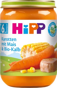 HiPP Mrkev s kukuřicí a telecím m.BIO 6m 190g