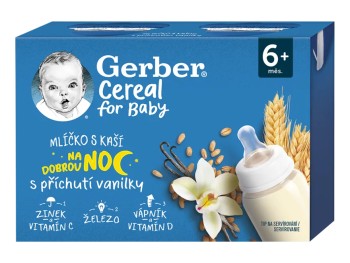 Gerber Cereal Ml.s kaší dobr.noc vanil.2x200ml 6M+