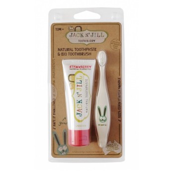Jack N' Jill Přírodní zubní pasta 50ml Jahoda + kartáček Zajíc