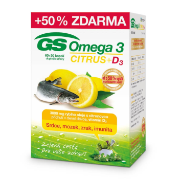 GS Omega 3 Citrus + D3 60+30 kapslí