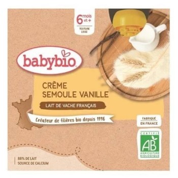 BABYBIO kravské mléko-krupice-vanilka 6m+ 4x85g