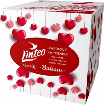 Papírové kapesníky LINTEO box 3vrst.60ks LOVE
