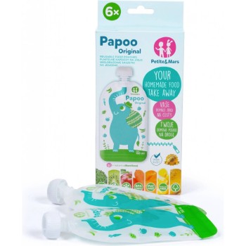 Petite&Mars Kapsička na jídlo Papoo Slon 6x150ml