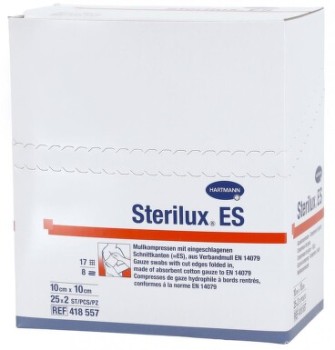 STERILUX Gáza kompr.ster. 10x10cm 8vrs.25x2ks