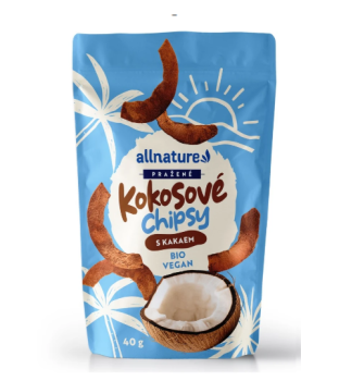 Allnature Kokosové chipsy pražen.s kakaem BIO 40g