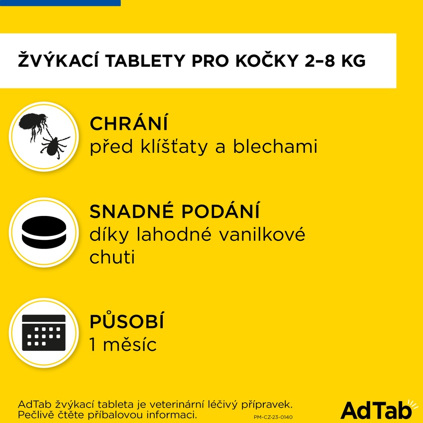 AdTab 48mg žvýkací tablety pro kočky 2-8kg 1ks. Foto 7