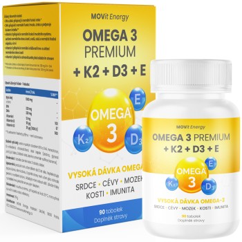 MOVit Omega 3 Premium + K2 + D3 + E 90tob