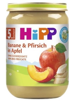 HiPP Jablka s banány a broskvemi BIO 4/6m 190g