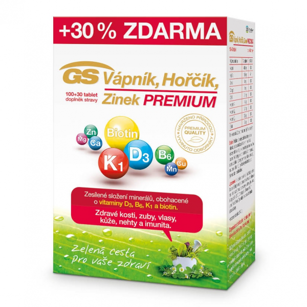 GS Vápník Hořčík Zinek Premium 100+30tbl