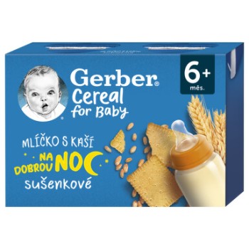 Gerber Cereal Ml.s kaší dobr.noc sušen.2x200ml 6M+