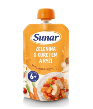 Sunar Kapsička Zelenina s kuřetem a rýží 6m+ 120g