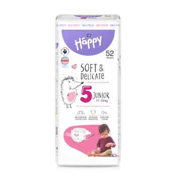 Happy Soft&Delicate 5 dětské pleny 11-18kg 52ks