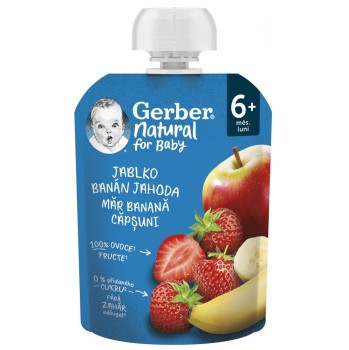 Gerber Natural kapsička Jablko + Banán + Jahoda 90g