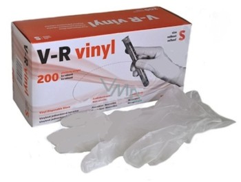 Rukavice vinylové V-R vel.S bezprašné 200ks