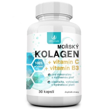 Allnature Mořský kolagen + Vitamin C + Vitamin B3 30cps