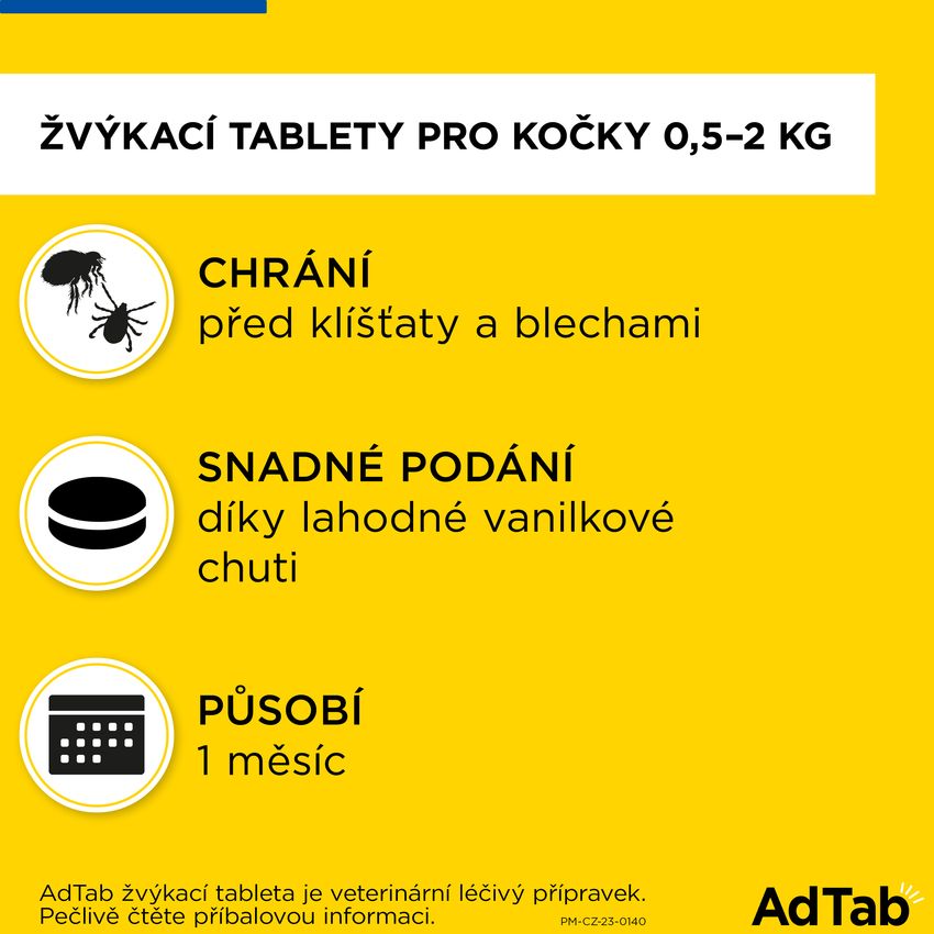 AdTab 12mg žvýkací tablety pro kočky 0.5-2kg 1ks. Foto 7