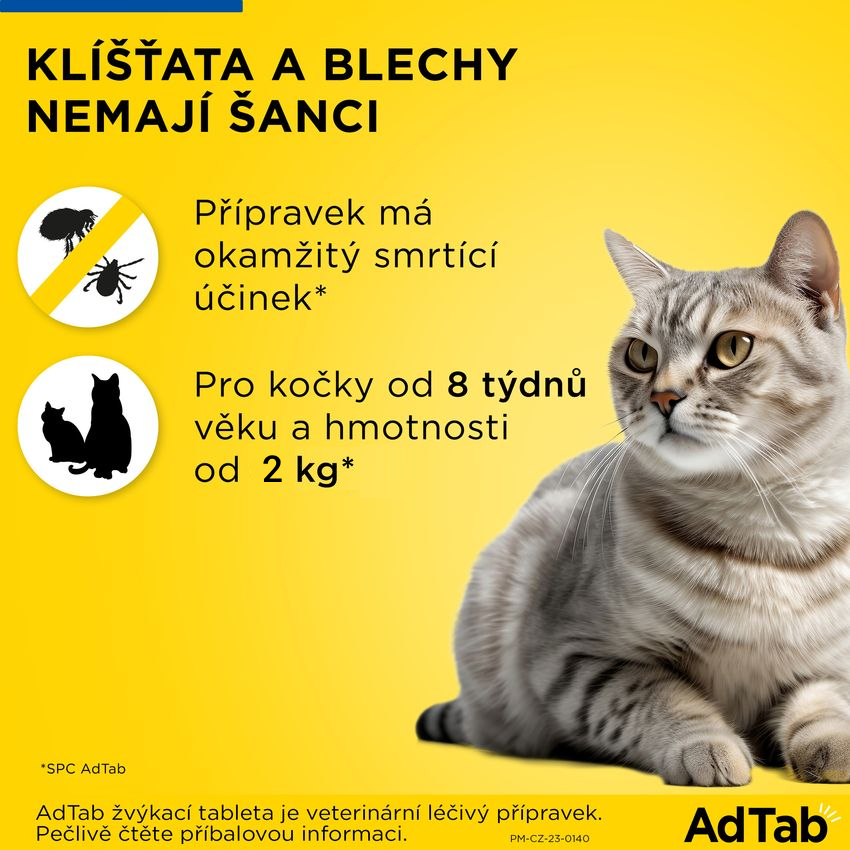 AdTab 48mg žvýkací tablety pro kočky 2-8kg 1ks. Foto 8
