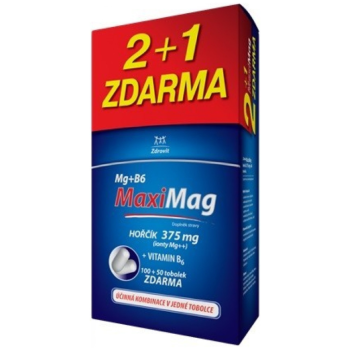 MaxiMag Hořčík 375mg+B6 tob.100+50 ZDARMA