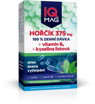 IQ Mag Hořčík 375mg+vit.B6+kyselina listová cps.60