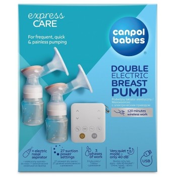 Canpol babies Dvojitá elektrická odsávačka mateřského mléka s nosním nástavcem 2v1