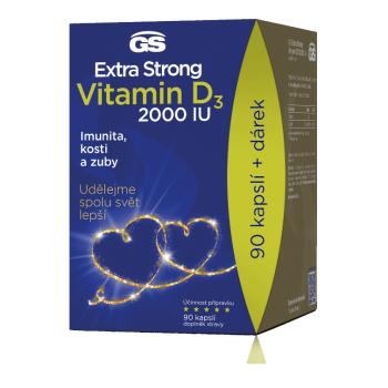 GS Extra Strong Vitamin D3 2000 IU 90 kapslí - dárkové balení 2022