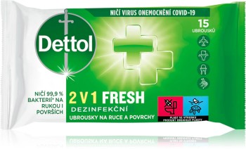 DETTOL Dezinfekční ubrousky 2v1 Fresh 15ks