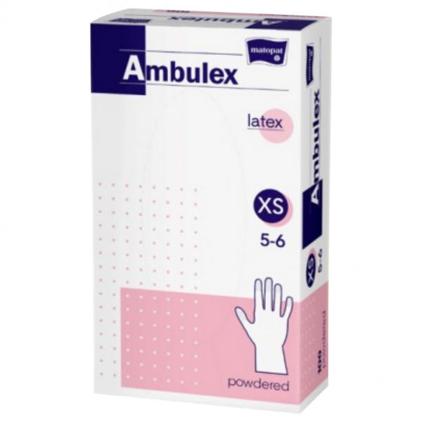 Ambulex rukavice latexové jemně pudrované XS 100ks