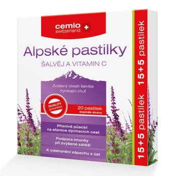 Cemio Alpské pastilky šalvěj a vitamin C pst.15+5