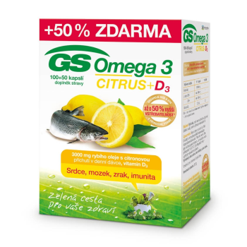 GS Omega 3 Citrus + D3 100+50 kapslí