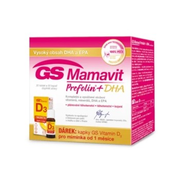 GS Mamavit Prefolin+DHA 30 tablet + 30 kapslí + dárek kapky GS Vitamin D3