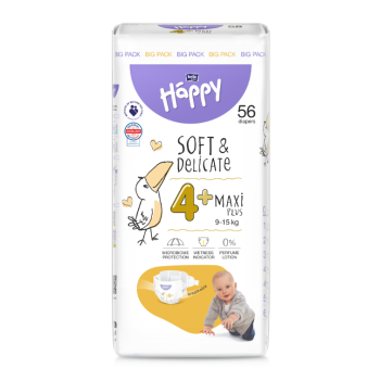 Happy Soft&Delicate 4+ dětské pleny 9-15kg 56ks