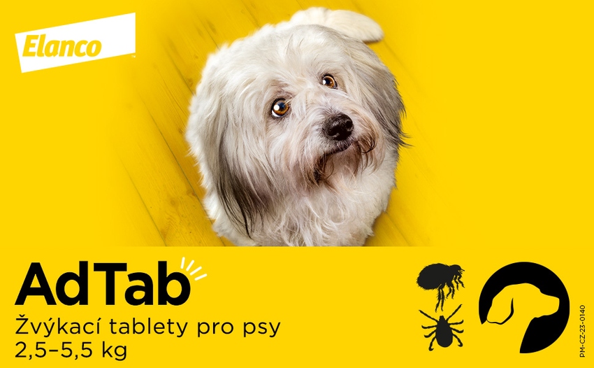 AdTab 112 mg žvýkací tablety pro psy o hmotnosti 2,5–5,5 kg. Foto 3