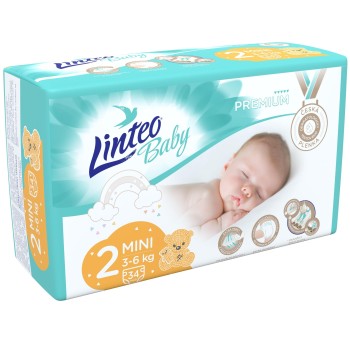 Linteo Baby Dětské plenky Premium 2 Mini 3-6kg 34ks