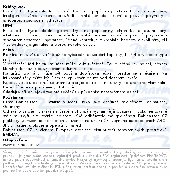 Informace o produktu:<br> Flamigel 50ml hydrokoloid.gel na hojení ran
